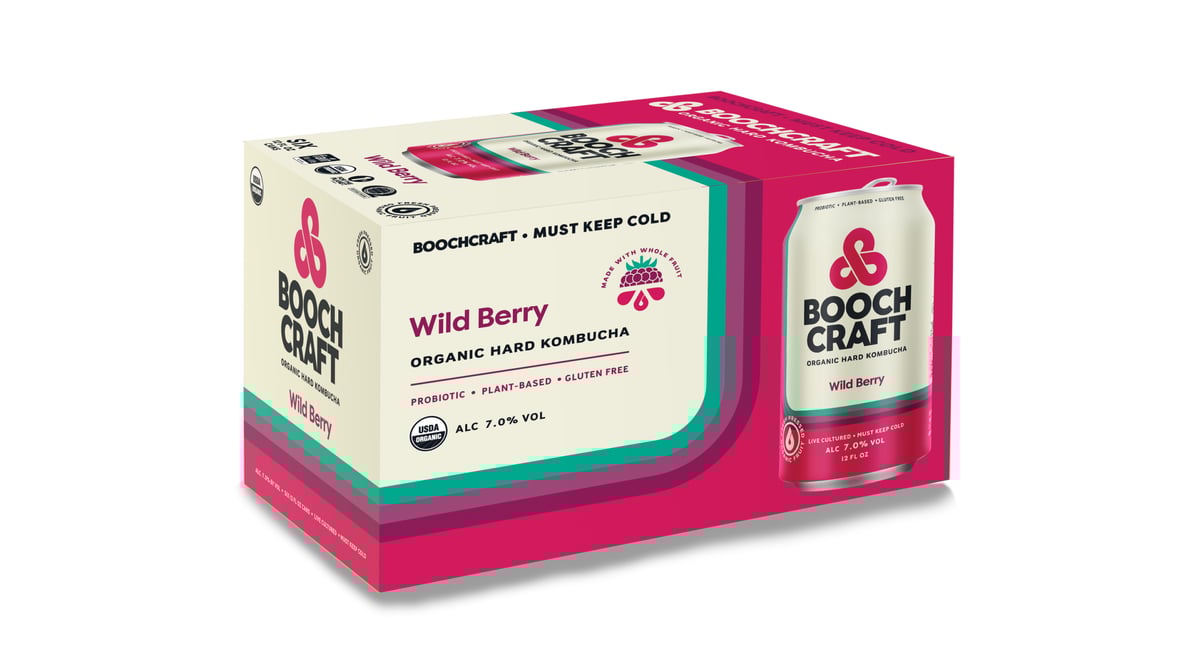 Boochcraft Wild Berry Hard Kombucha Cans (12 oz x 6 ct)
