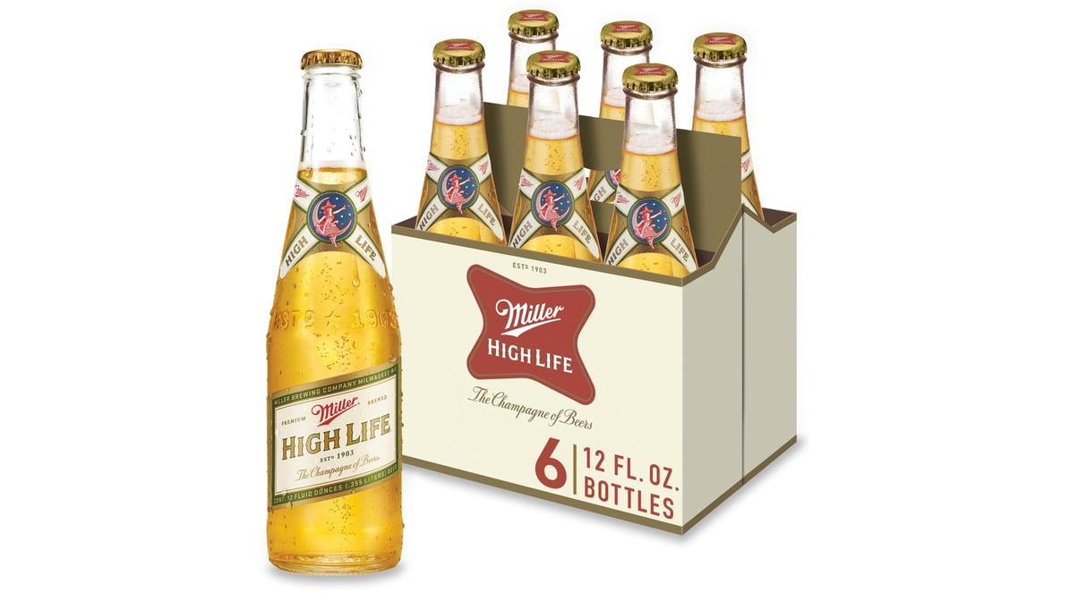 Miller High Life Lager American Bottles (12 oz x 6 ct)