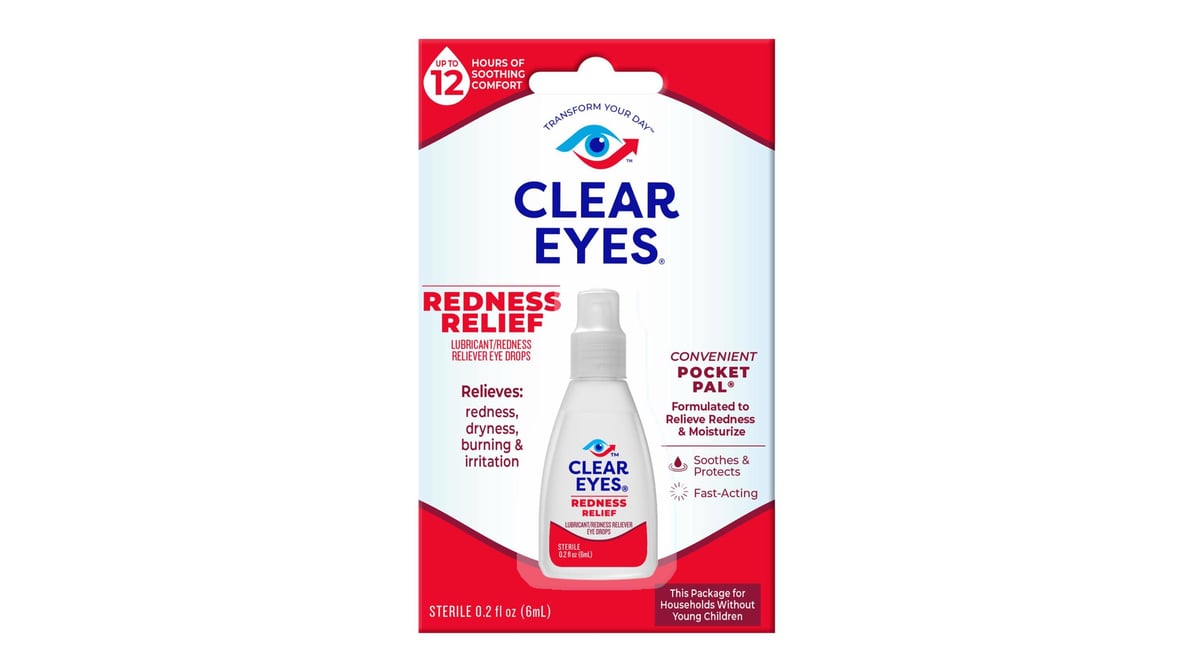 Clear Eyes Redness Eye Relief Lubricant Eye Drops Pocket Pal (0.2 oz)