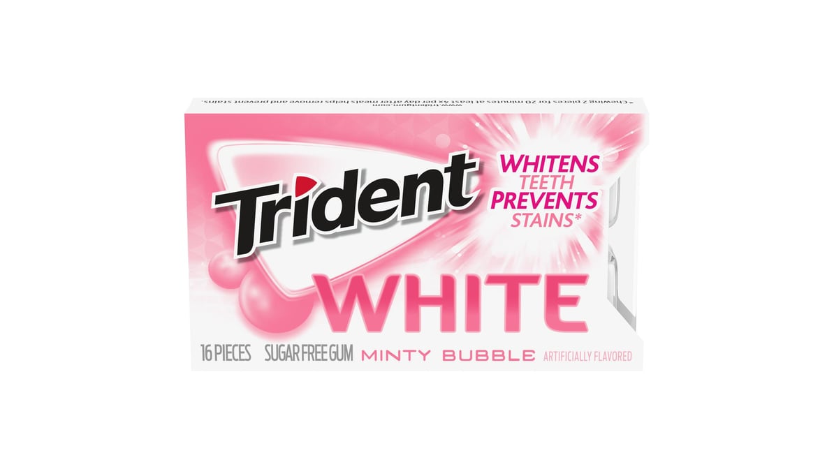 Trident White Sugar Free Minty Bubble Gum (16 ct)
