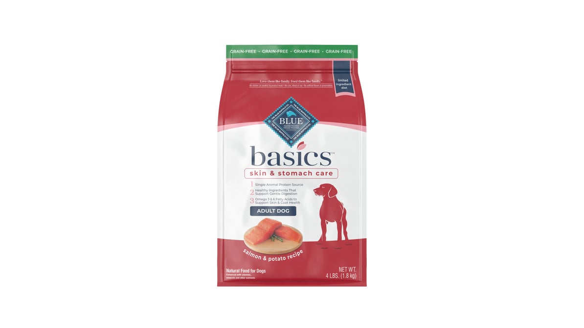 Blue Buffalo Basics Limited Ingredient Diet Grain Free Adult Dog Food Salmon & Potato Recipe (4 lb)