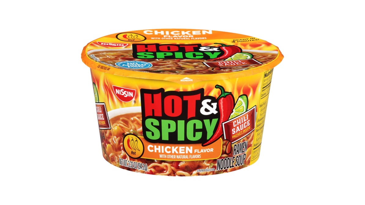 Nissin Hot & Spicy Chicken Ramen Noodle Soup (3.32 oz)