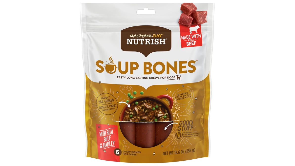 Rachael Ray Nutrish Dog Treats Soup Bones Dog Chews With Real Beef & Barley (6 ct)