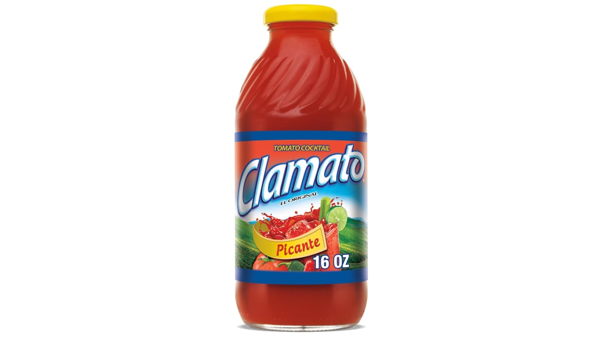 Clamato Picante Tomato Cocktail Juice Glass Bottle (16 oz)