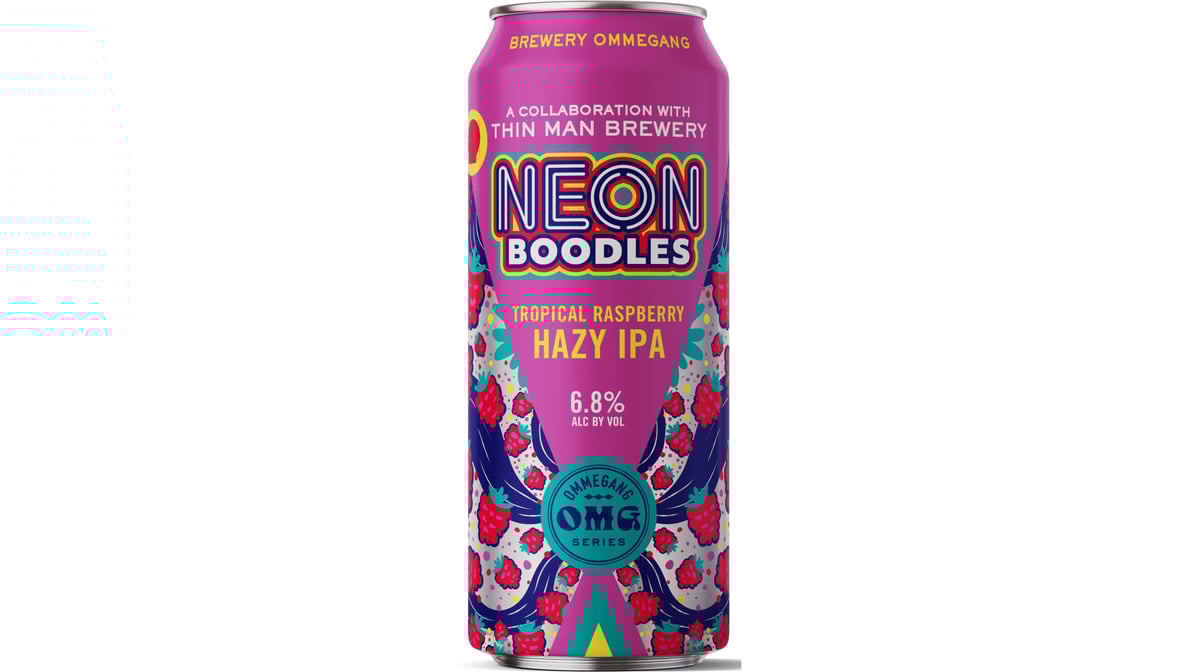 Ommegang And Thin Man Brewery Tropical Raspberry Neon Boodles Hazy IPA Cans (16 oz)