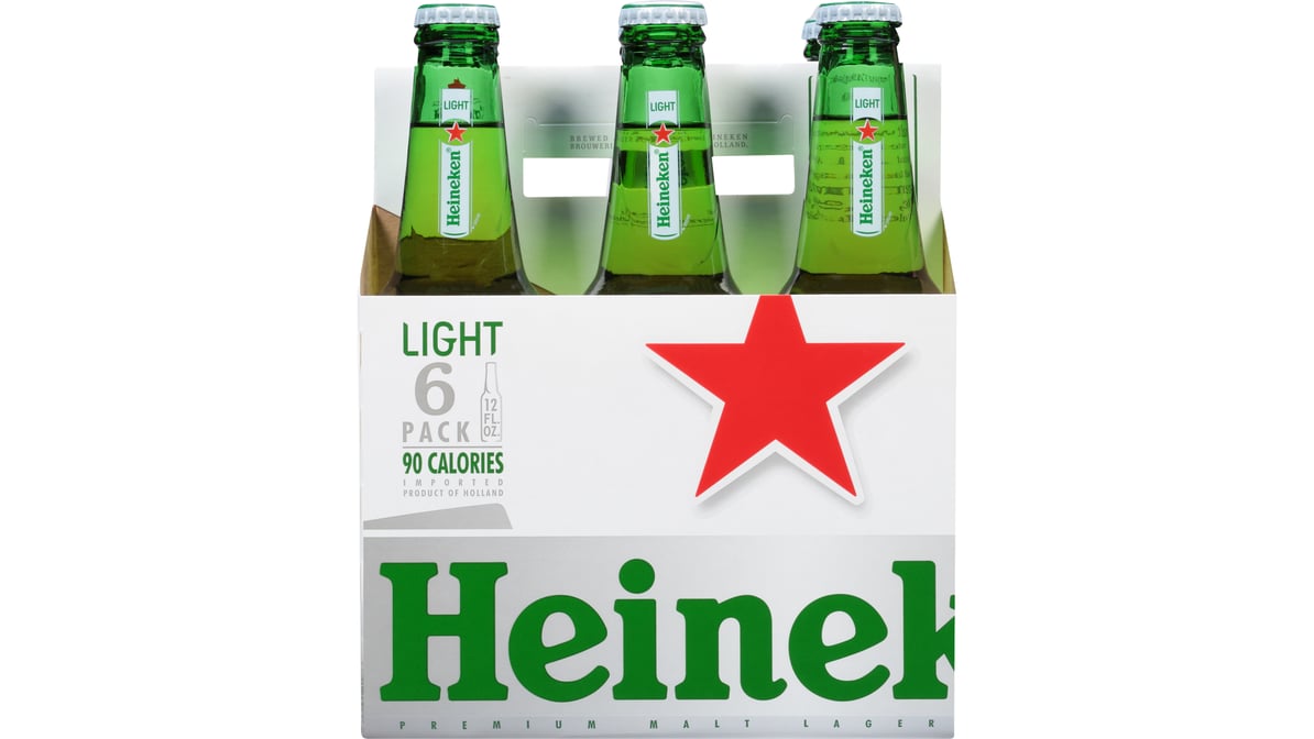 Heineken Light Lager Beer Bottles (12 oz x 6 ct)