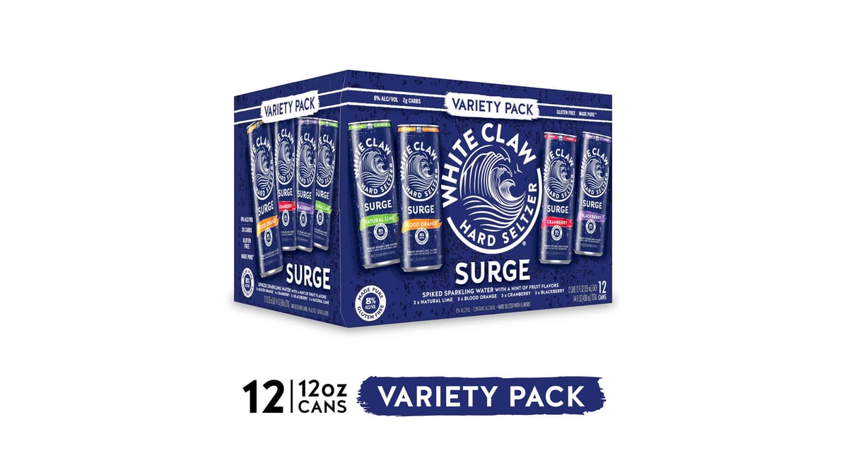 White Claw Surge Hard Seltzer Cans Variety Pack (12 oz x 12 ct)