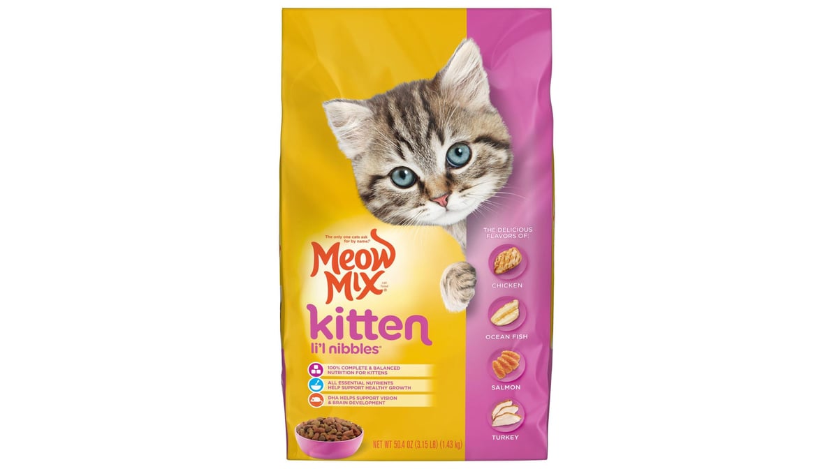 Meow Mix Kitten Li'l Nibbles Cat Food Chicken Ocean Fresh Salmon & Turkey (3.15 lb)