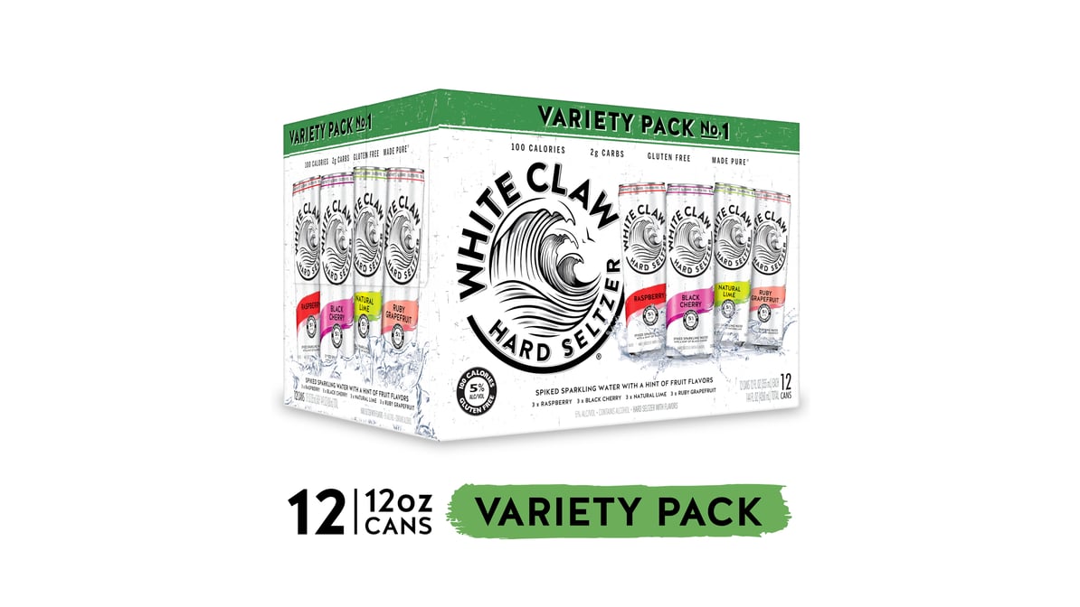 White Claw Hard Seltzer Cans Variety Pack (12 oz x 12 ct)