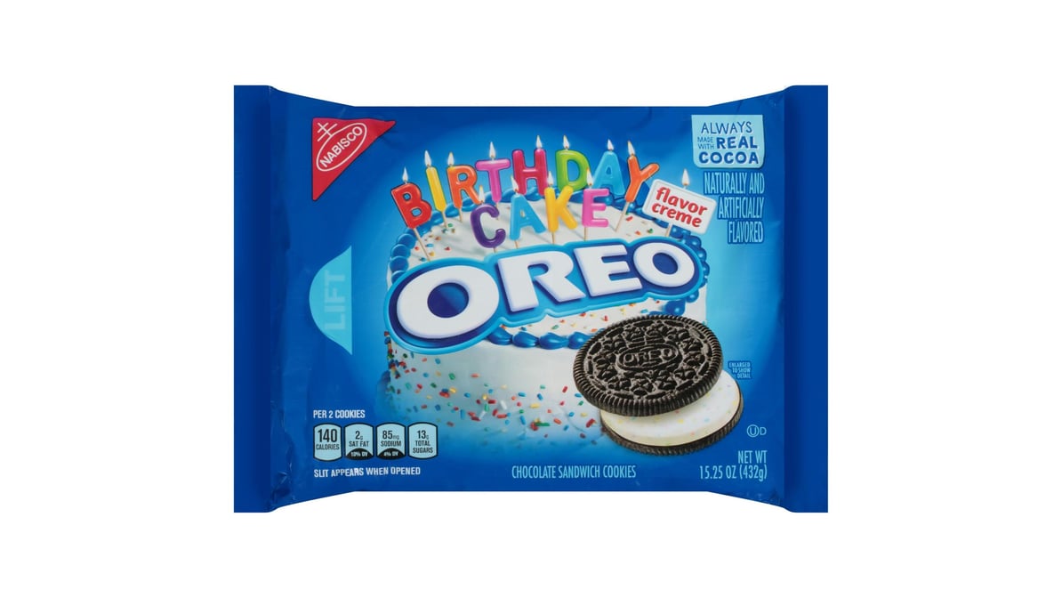 Oreo Birthday Cake Creme Flavor Chocolate Sandwich Cookies (15.25 oz)
