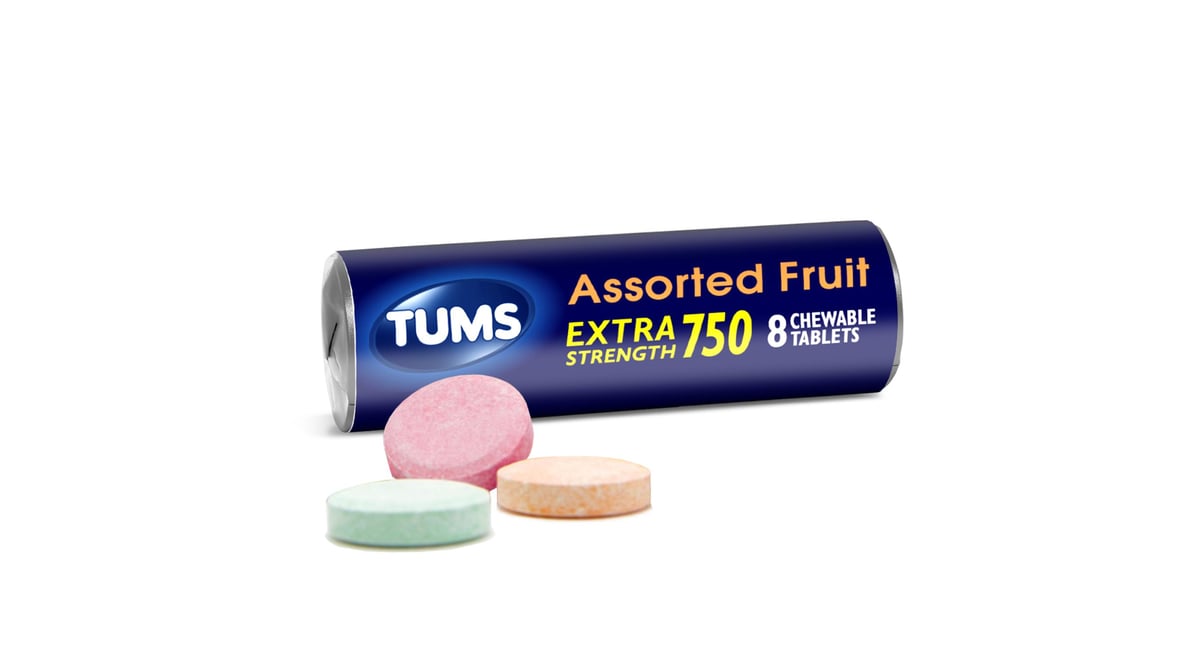 Tums Extra Strength 750 Assorted Fruit Chewable Antacid Tablets (8 ct)