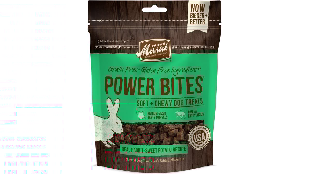 Merrick Pet Care Power Bites Grain Free Rabbit Recipe Soft & Chewy Dog Treats (6 oz)