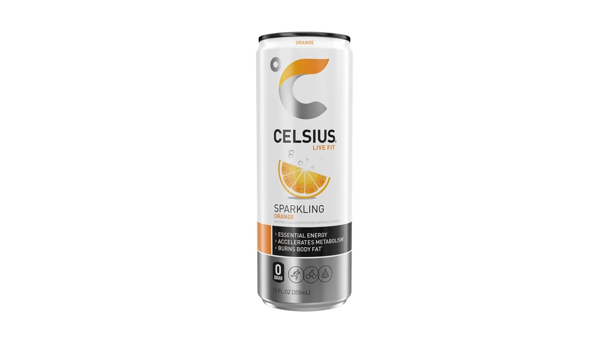 Celsius Live Fit Orange Sparkling Energy Drink Can (12 oz)