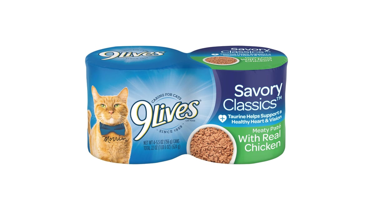 9 Lives Meaty Pate Chicken Dinner Cat Food (5.5 oz x 4 ct)