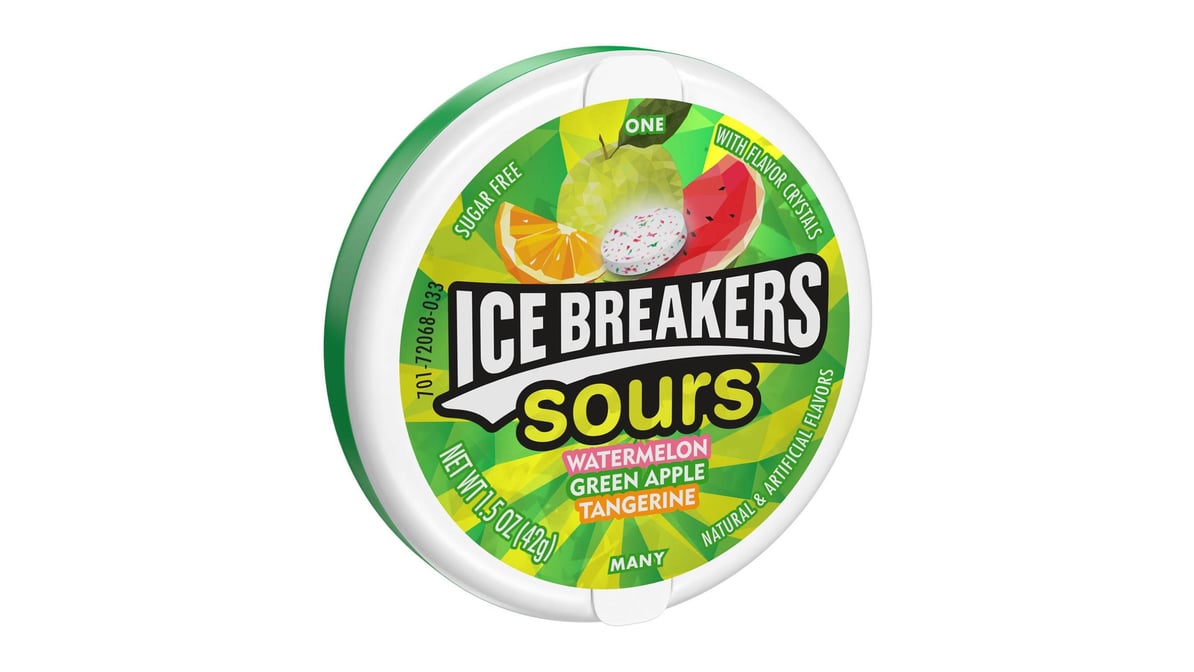 Ice Breakers Watermelon, Green Apple & Tangerine Sours Mints Candy (1.5 oz)