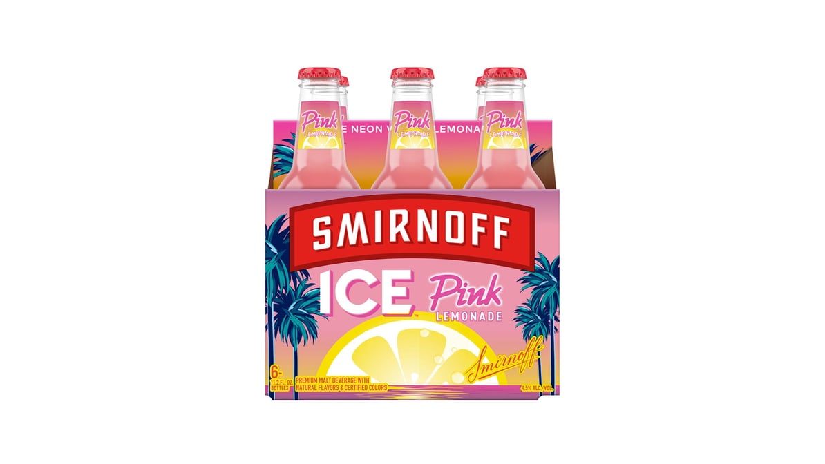 Smirnoff Ice Pink Lemonade Malt Beverage Bottles (11.2 oz x 6 ct)