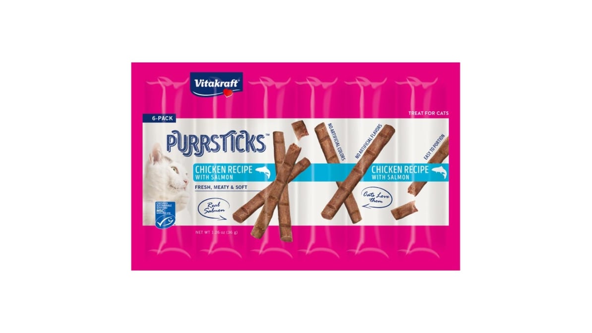 Vitakraft Purrsticks Cat Treats Chicken Recipe with Salmon (6 ct)