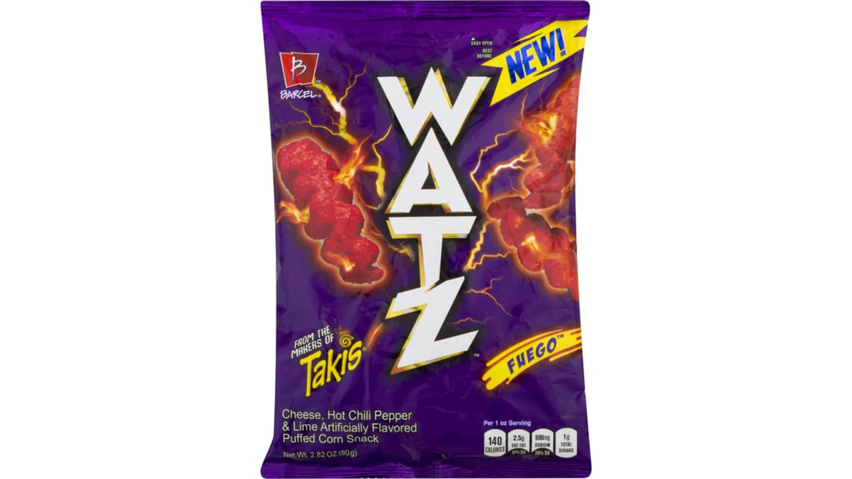 Watz Fuego Cheese Hot Chili Pepper & Lime Puffed Corn Snacks (2.82 oz)
