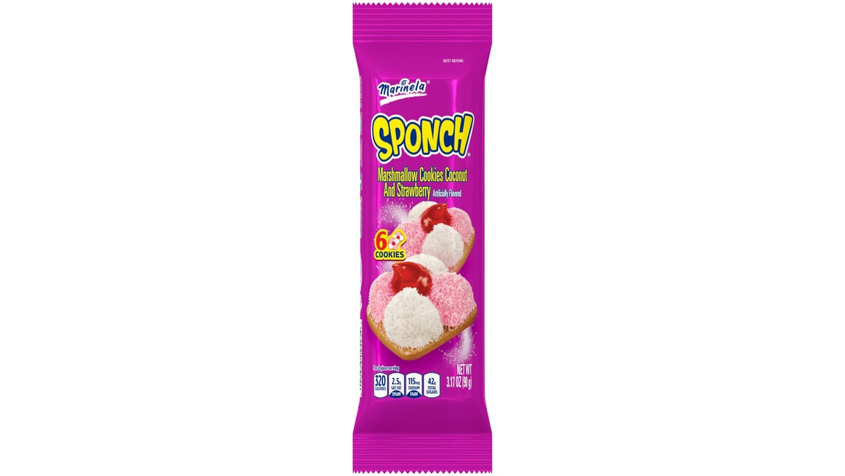 Marinela Sponch Cookies Marshmallow Coconut and Strawberry (3.17 oz)