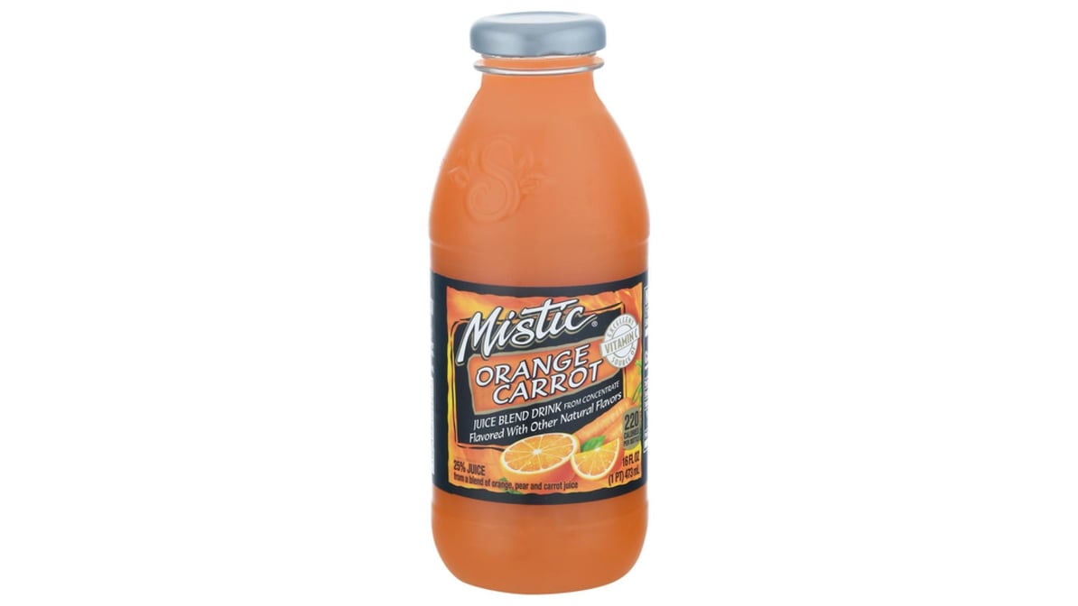 Mistic Orange Carrot Juice Drink Glass Bottle (16 oz)