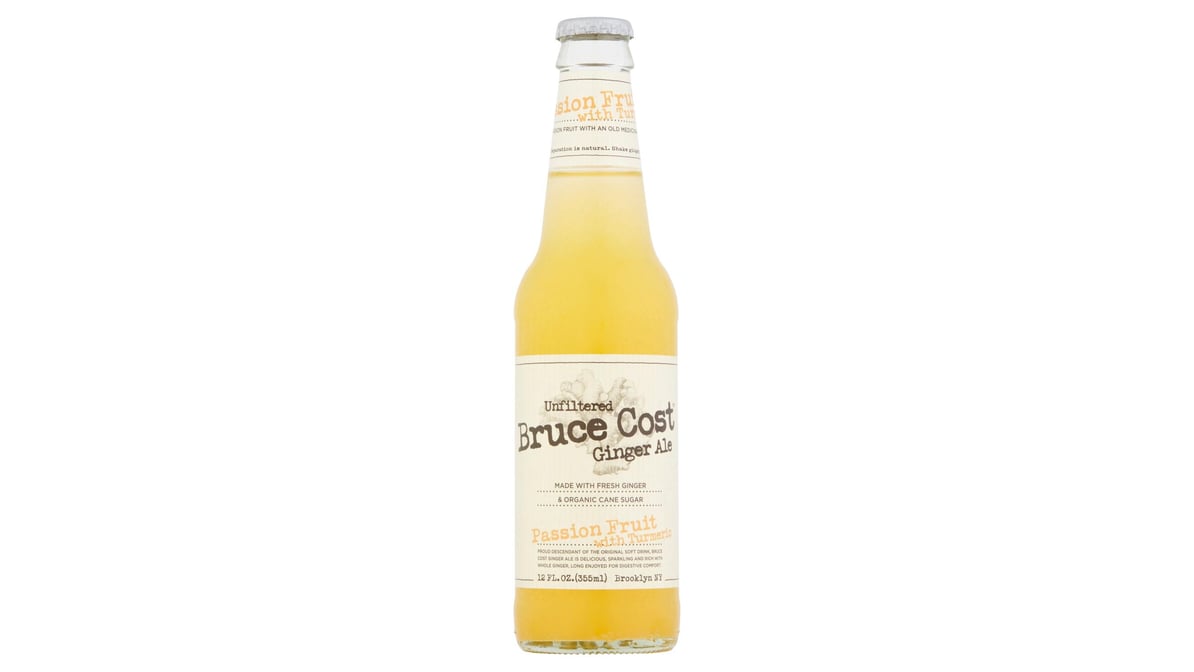 Bruce Cost Unfiltered Ginger Ale Passion Fruit with Turmeric Plastic Bottle (12 oz)