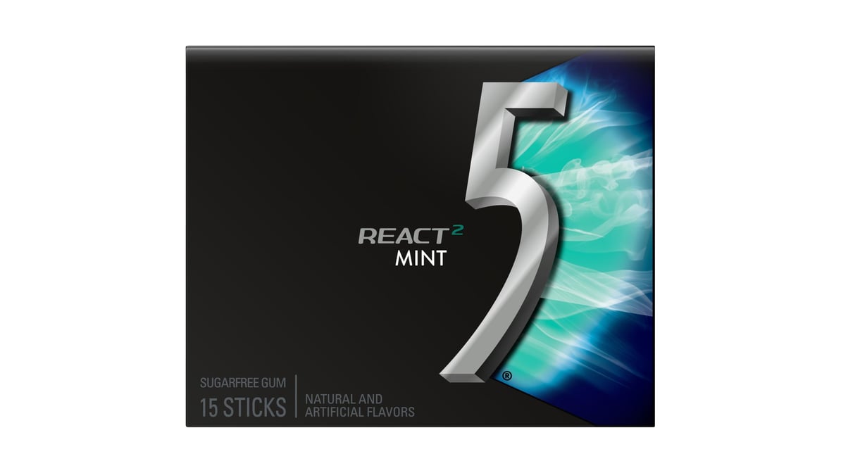 5 Gum Sugar Free Gums React 2 Mint (15 ct)
