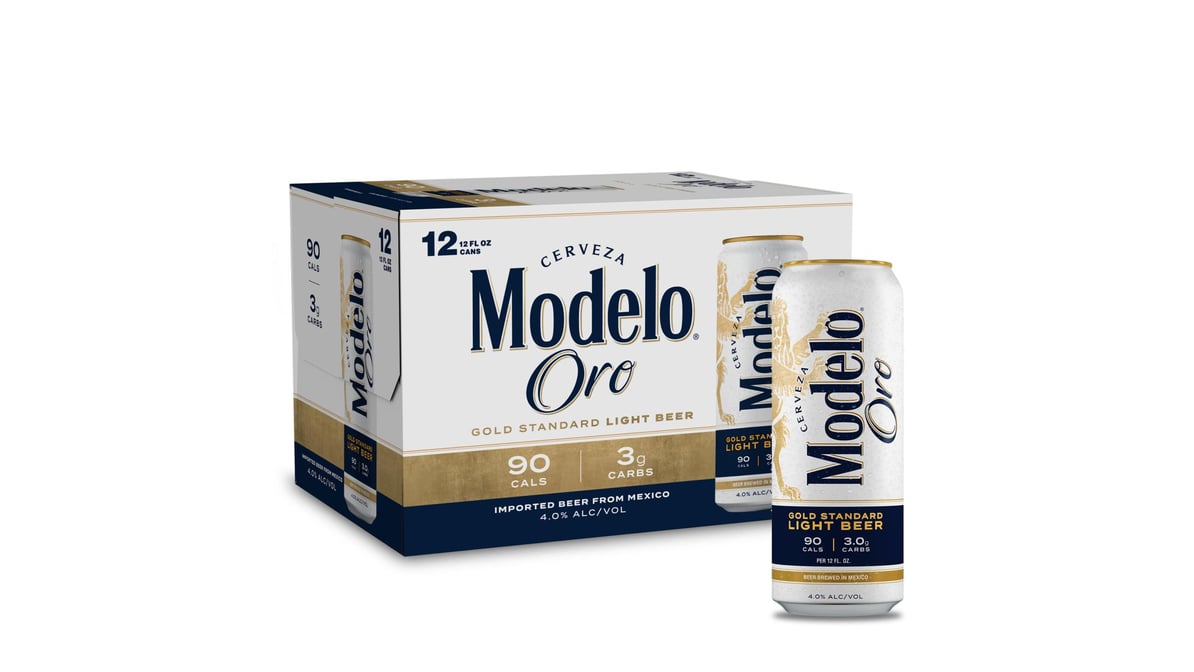 Modelo Oro Golden Standard Light Beer Cans (12 oz x 12 ct)