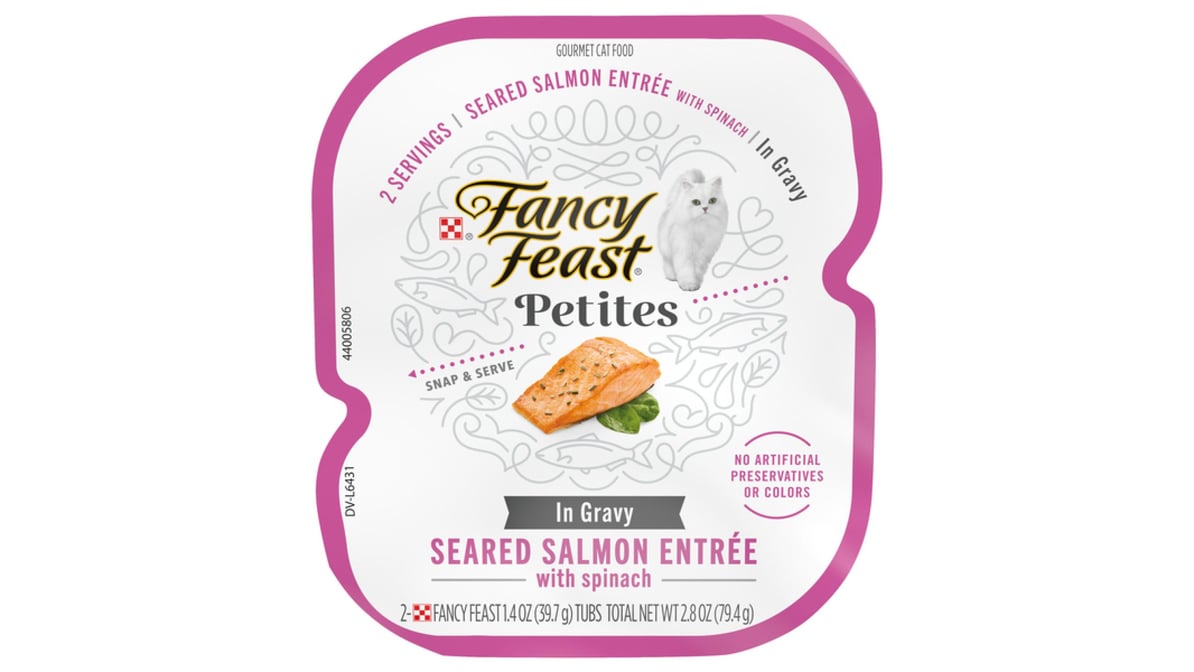 Fancy Feast Petites Wet Cat Food Sauteed Salmon with Spinach in Gravy (2.8 oz)