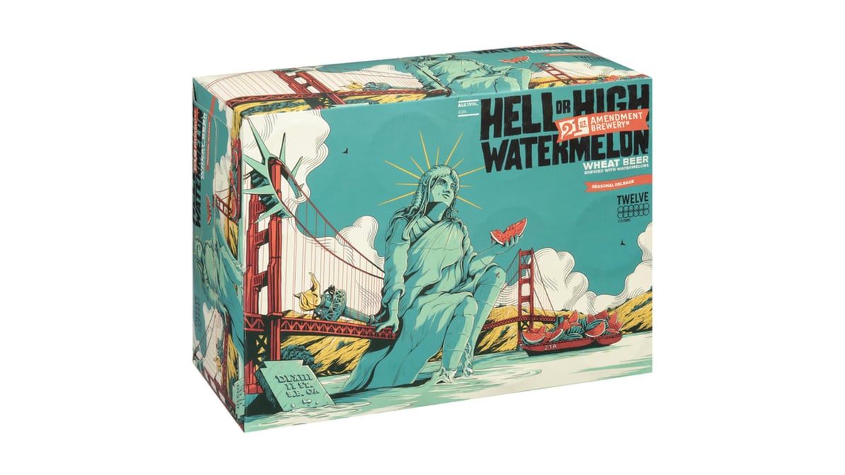 21st Amendment Brewery Hell or High Watermelon Wheat Beer Cans (12 oz x 12 ct)