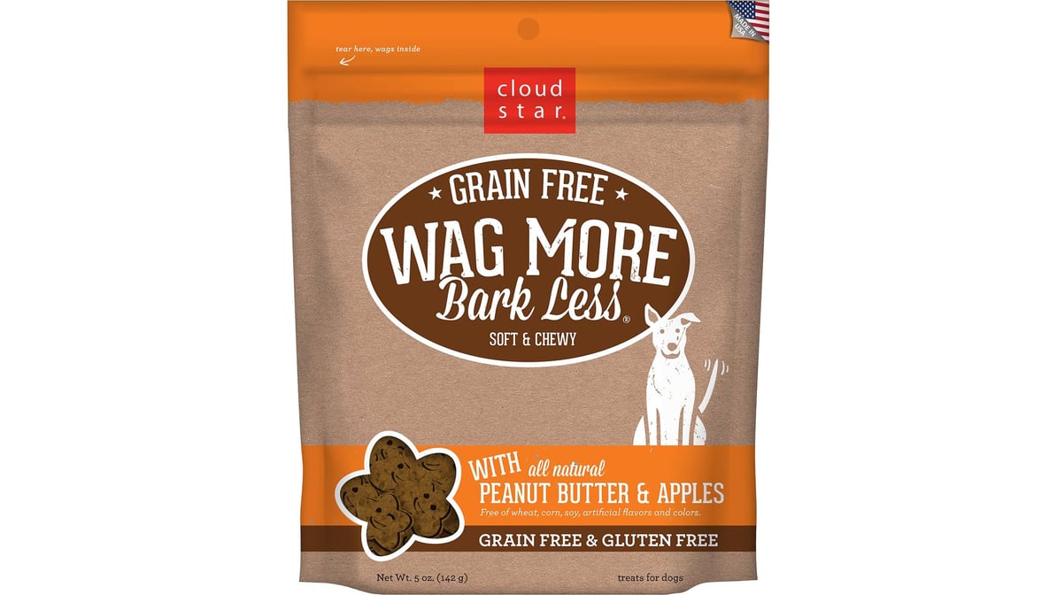 Cloud Star Wag More Bark Less Dog Treats with Peanut Butter & Apples, Bag (5 oz)