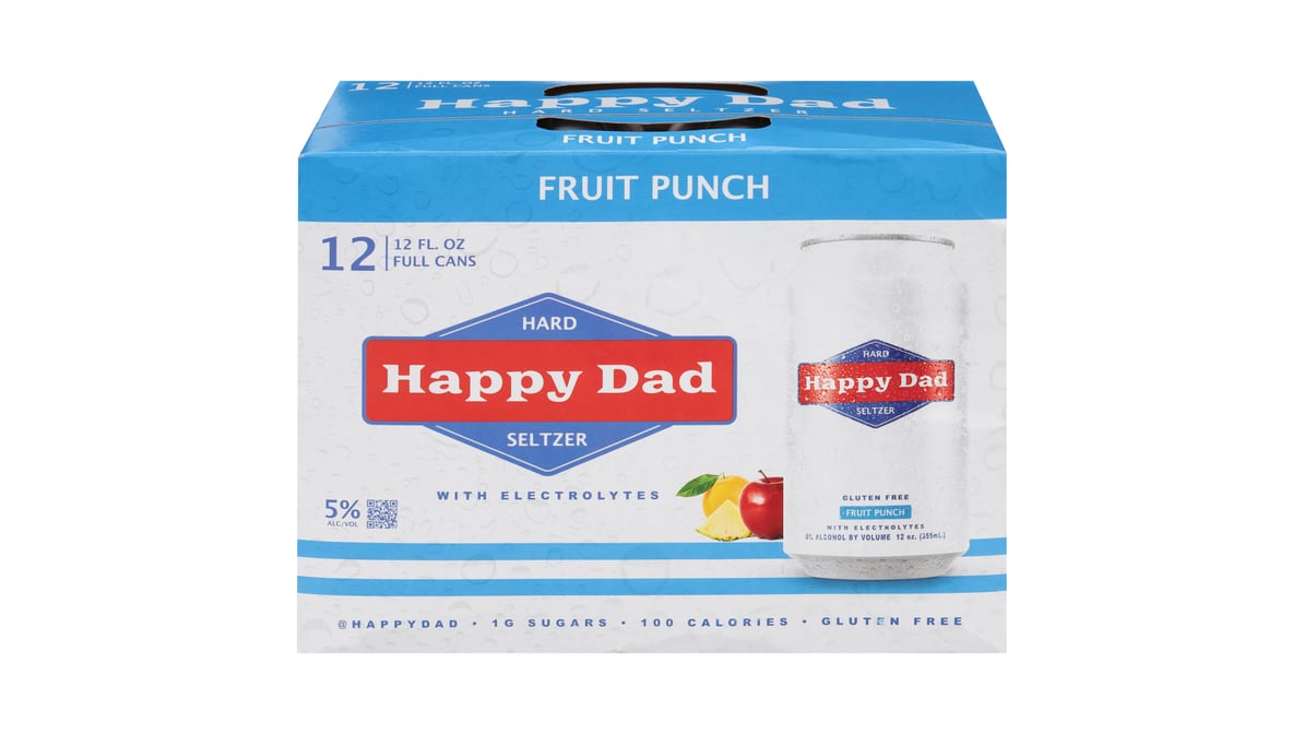 Happy Dad Fruit Punch Hard Seltzer Cans (12 oz x 12 ct)