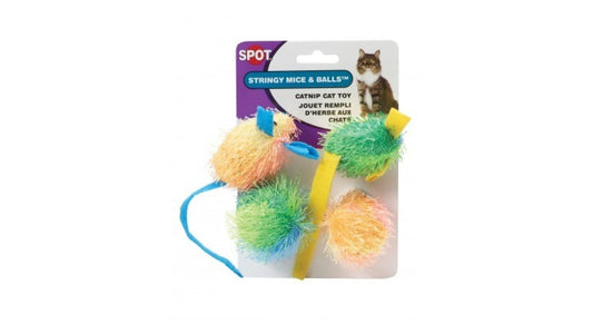 Spot Stringy Mice and Ball Catnip Cat Toys (4 ct)