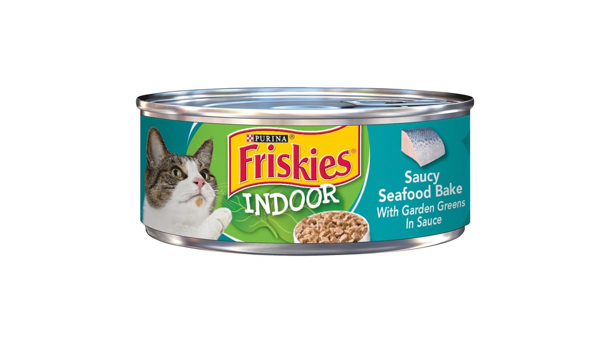 Friskies Selects Indoor Cat Food Saucy Seafood Bake with Garden Greens in Sauce (5.5 oz)
