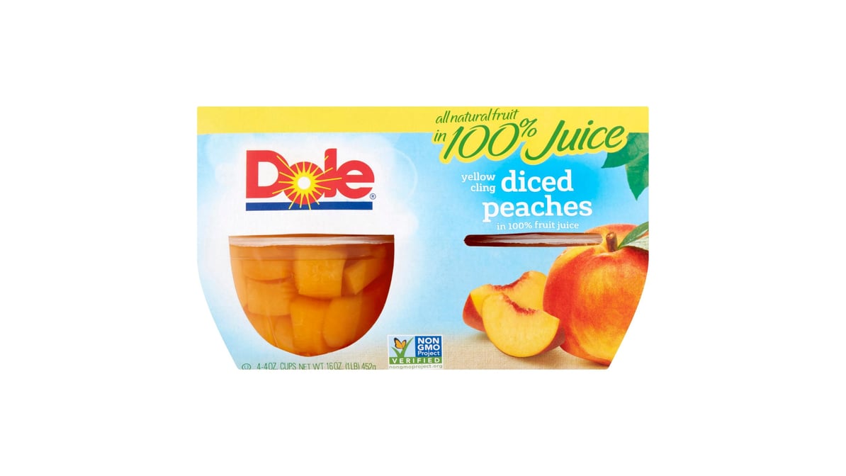 Dole Fruit Cups Peach Gel (4.3 oz x 4 ct)