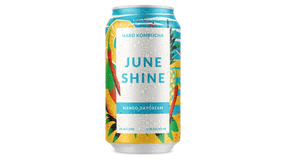 JuneShine Mango Day Dream Hard Kombucha Cans (12 oz x 6 ct)