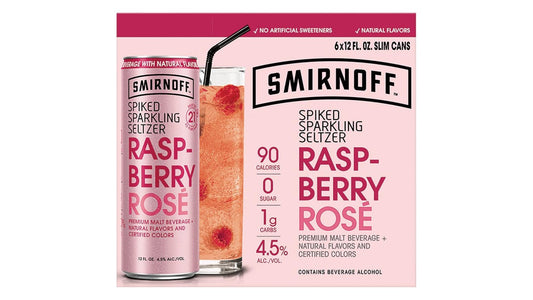 Smirnoff Seltzer Raspberry Rose Spiked Sparkling Cans (12 oz x 6 ct)