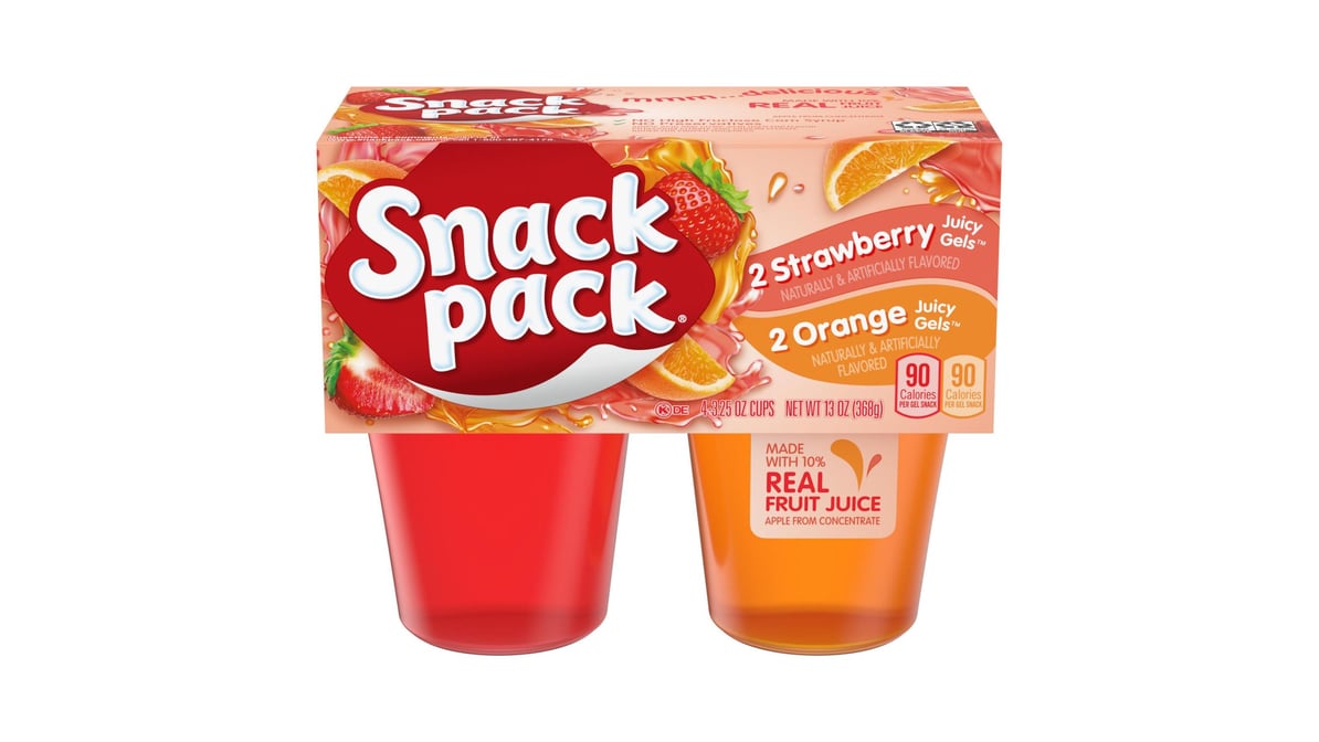Snack Pack Strawberry & Orange Juicy Gels Cups (3.25 oz x 4 ct)