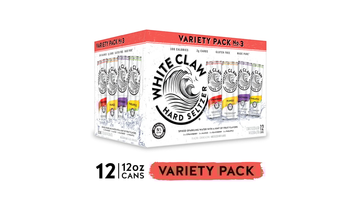 White Claw Flavor Collection No. 3 Hard Seltzer Cans Variety Pack (12 oz x 12 ct)