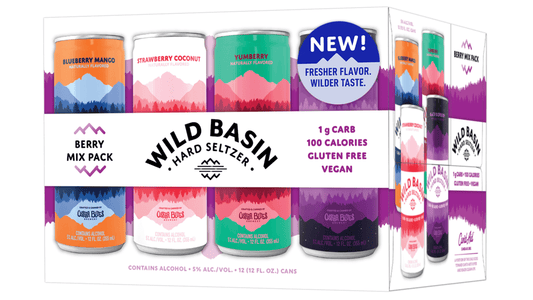 Wild Basin Gluten Free Vegan Hard Seltzer Berry Mix Cans Pack (12 oz x 12 ct)