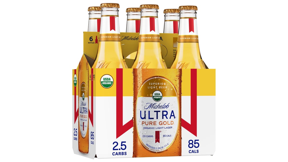 Michelob Ultra Pure Gold Organic Light Lager Bottles (12 oz x 6 ct)