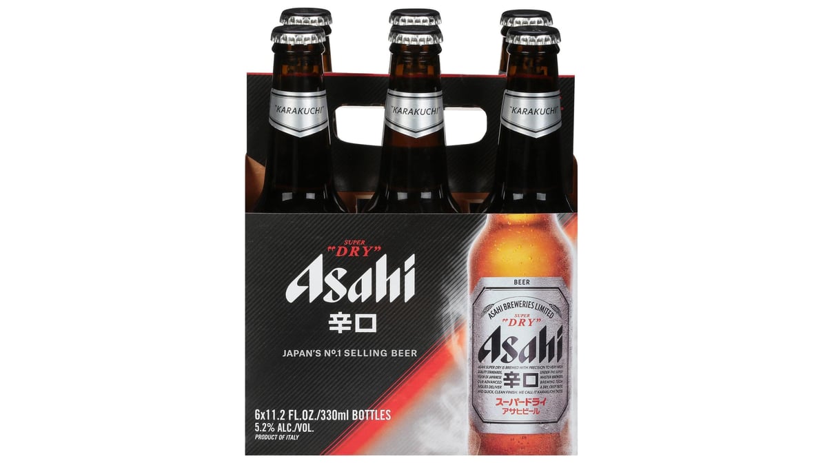 Asahi Super Dry Lager Bottle (11.2 oz x 6 ct)