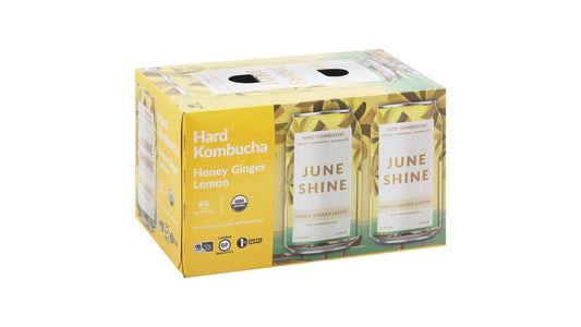 June Shine Honey Ginger Lemon Hard Kombucha Cans (12 oz x 6 ct)