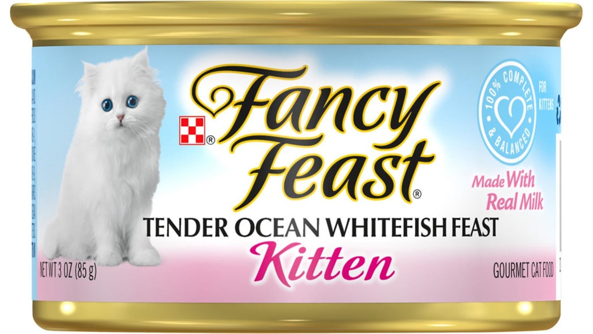 Purina Fancy Feast Canned Kitten Cat Food Tender Ocean Whitefish Feast (3 oz)
