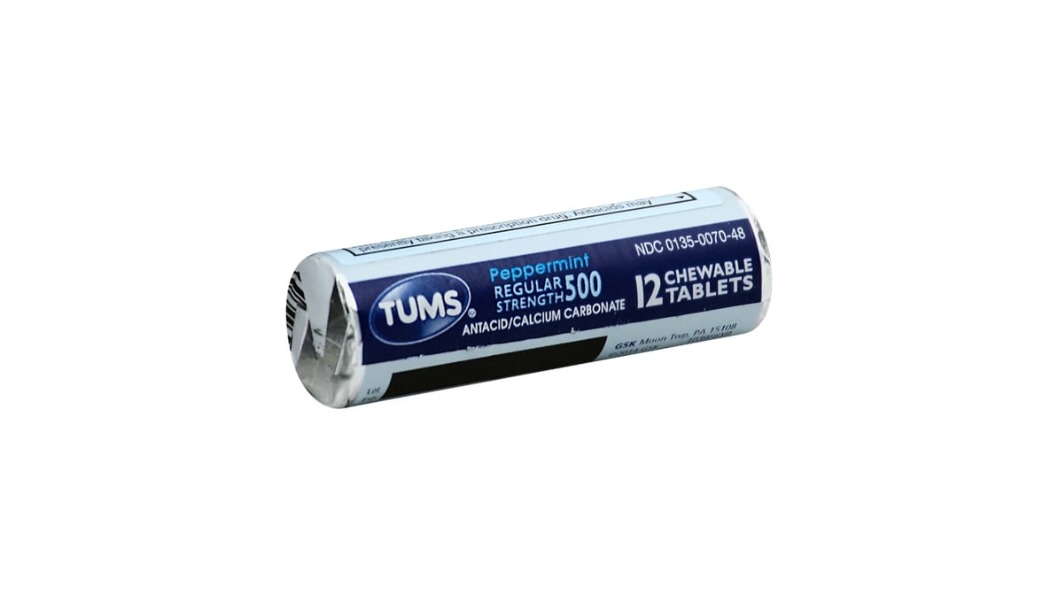 Tums Antacid Chewable Tablet Peppermint (12 ct)