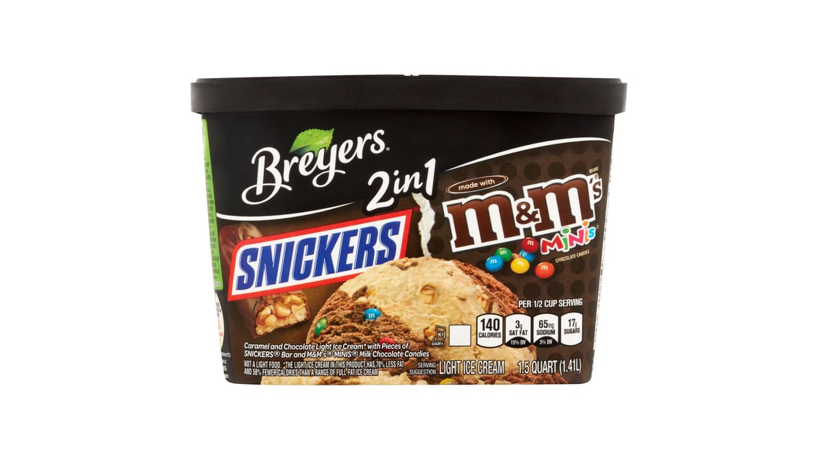 Breyers 2 in 1 Ice Cream Snickers and M&M's (1.5 qt)