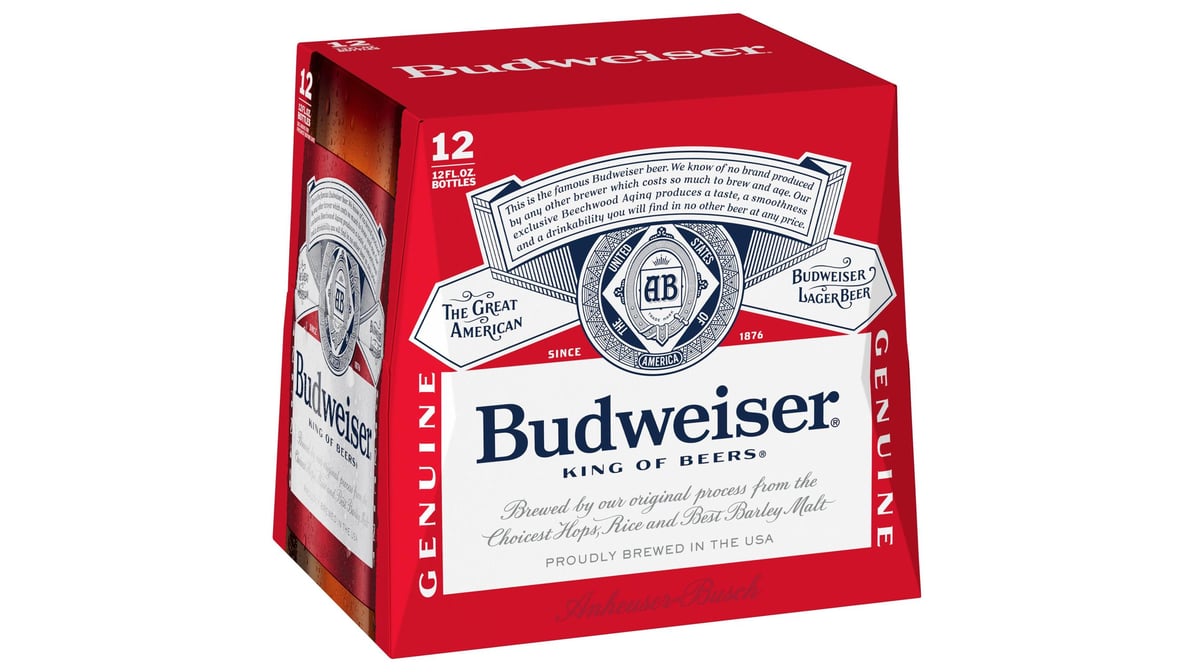 Budweiser American Lager Bottles (12 oz x 12 ct)