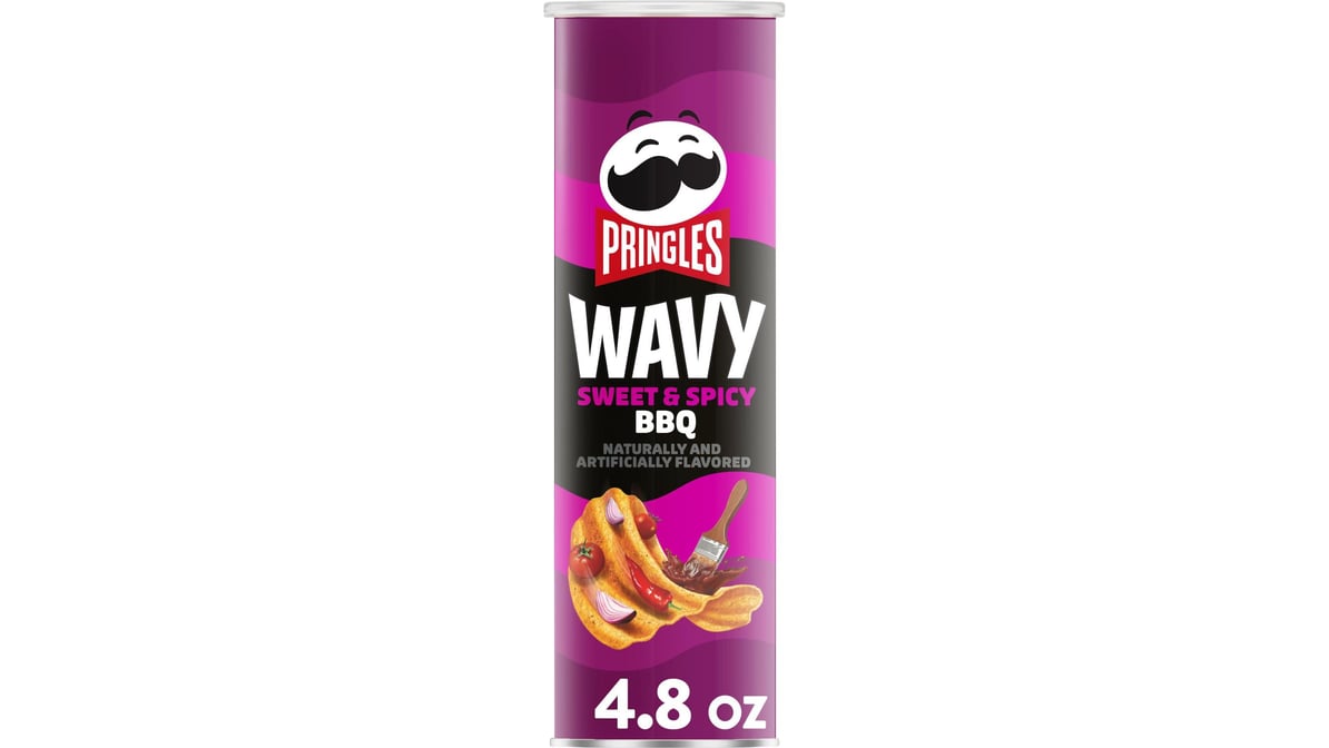 Pringles Wavy Potato Crisps Chips Sweet & Tangy Barbeque (4.8 oz)